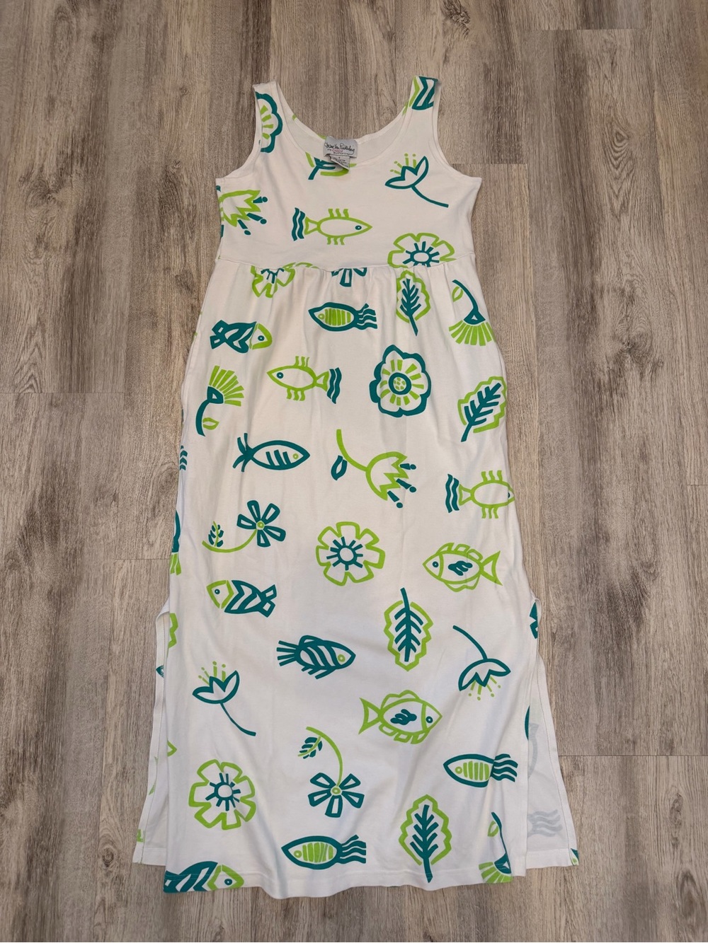 Vintage Diane Von Furstenberg Fish Floral Maxi Dress Size S Cotton